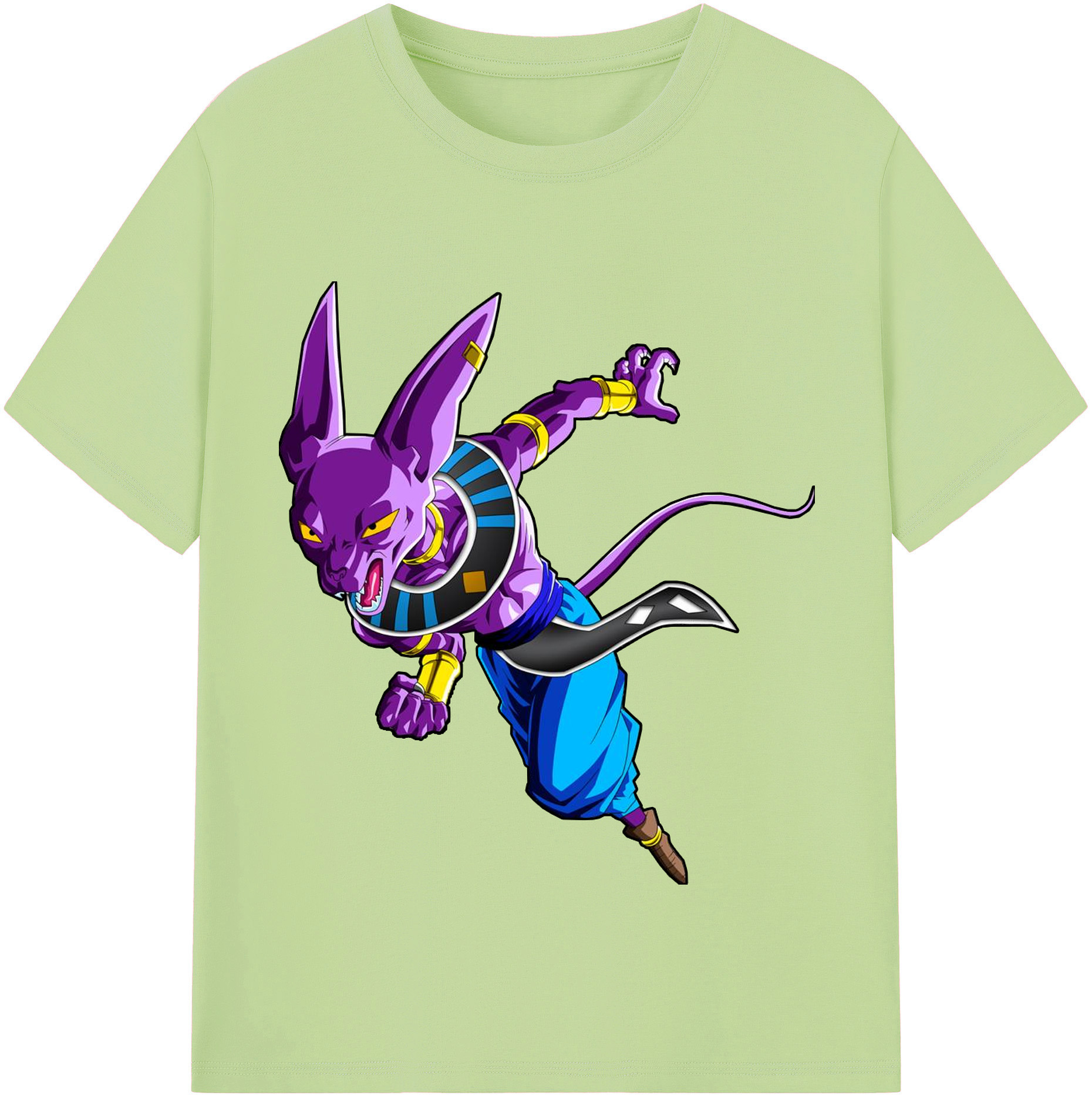 （画像用） ドラゴンボール ビルス 破壊神ビルス DRAGON BALL Beerus Birusu 綿100％半袖Tシャツ（フロントプリント）